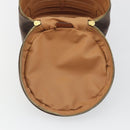 CELINE Macadam Vanity Cosmetic Pouch PVC Leather Brown Gold Tone Auth 196128A-10