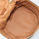 CELINE Macadam Vanity Cosmetic Pouch PVC Leather Brown Gold Tone Auth 196128A-11