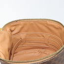 CELINE Macadam Vanity Cosmetic Pouch PVC Leather Brown Gold Tone Auth 196128A-19
