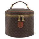 CELINE Macadam Vanity Cosmetic Pouch PVC Leather Brown Gold Tone Auth 196128A-13