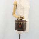 CELINE Macadam Vanity Cosmetic Pouch PVC Leather Brown Gold Tone Auth 196128A-21