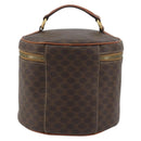 CELINE Macadam Vanity Cosmetic Pouch PVC Leather Brown Gold Tone Auth 196128A-2