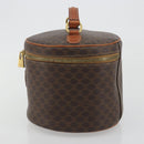 CELINE Macadam Vanity Cosmetic Pouch PVC Leather Brown Gold Tone Auth 196128A-3