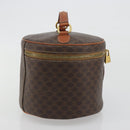 CELINE Macadam Vanity Cosmetic Pouch PVC Leather Brown Gold Tone Auth 196128A-4