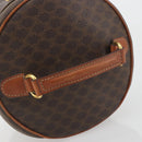 CELINE Macadam Vanity Cosmetic Pouch PVC Leather Brown Gold Tone Auth 196128A-7