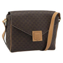 CELINE Macadam Shoulder Bag PVC Leather Brown Gold Tone Auth 196129-1
