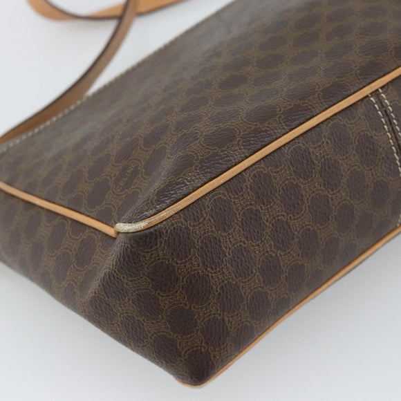 CELINE Macadam Shoulder Bag PVC Leather Brown Gold Tone Auth 196129