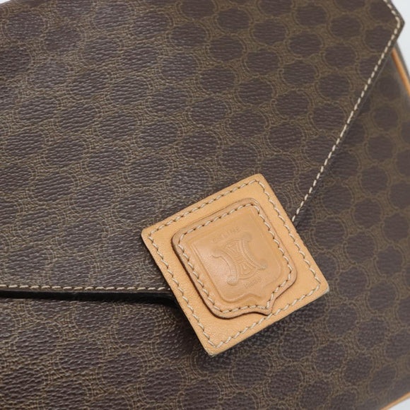 CELINE Macadam Shoulder Bag PVC Leather Brown Gold Tone Auth 196129