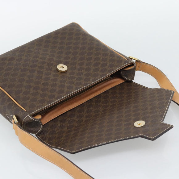 CELINE Macadam Shoulder Bag PVC Leather Brown Gold Tone Auth 196129