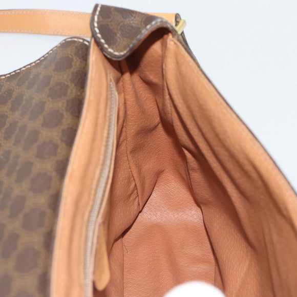 CELINE Macadam Shoulder Bag PVC Leather Brown Gold Tone Auth 196129