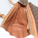 CELINE Macadam Shoulder Bag PVC Leather Brown Gold Tone Auth 196129-20