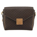 CELINE Macadam Shoulder Bag PVC Leather Brown Gold Tone Auth 196129-13