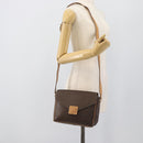 CELINE Macadam Shoulder Bag PVC Leather Brown Gold Tone Auth 196129-23