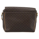 CELINE Macadam Shoulder Bag PVC Leather Brown Gold Tone Auth 196129-2
