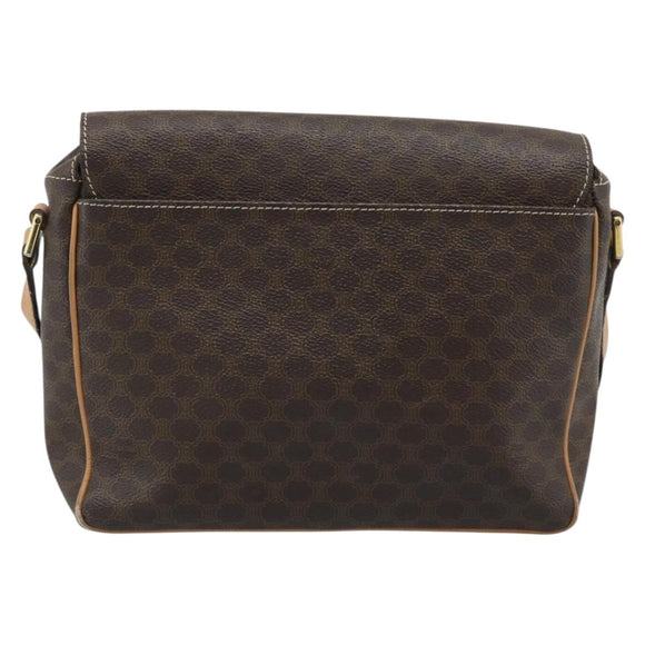 CELINE Macadam Shoulder Bag PVC Leather Brown Gold Tone Auth 196129