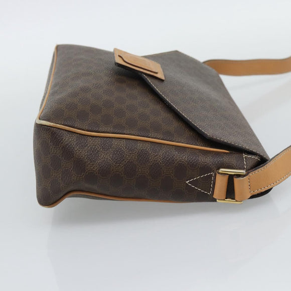 CELINE Macadam Shoulder Bag PVC Leather Brown Gold Tone Auth 196129