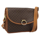 CELINE Macadam Shoulder Bag PVC Leather Brown Gold Tone Auth 196130-1