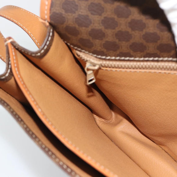 CELINE Macadam Shoulder Bag PVC Leather Brown Gold Tone Auth 196130