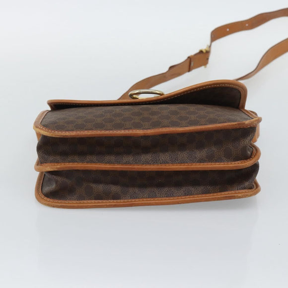 CELINE Macadam Shoulder Bag PVC Leather Brown Gold Tone Auth 196130