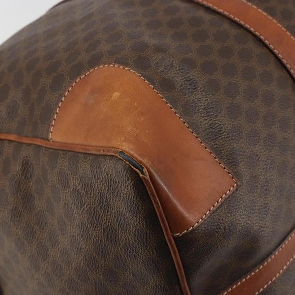 CELINE Macadam Boston Bag PVC Leather Brown Gold Tone Auth 196132