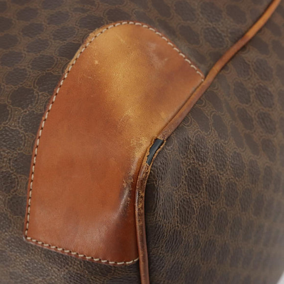 CELINE Macadam Boston Bag PVC Leather Brown Gold Tone Auth 196132