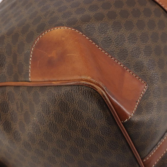 CELINE Macadam Boston Bag PVC Leather Brown Gold Tone Auth 196132