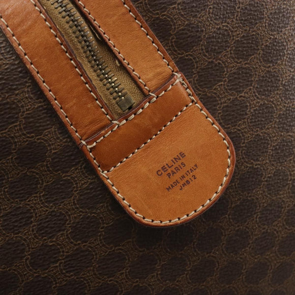 CELINE Macadam Boston Bag PVC Leather Brown Gold Tone Auth 196132