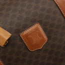 CELINE Macadam Boston Bag PVC Leather Brown Gold Tone Auth 196132-18