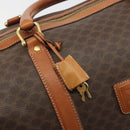 CELINE Macadam Boston Bag PVC Leather Brown Gold Tone Auth 196132-9