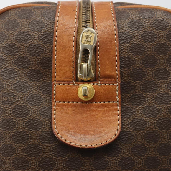 CELINE Macadam Boston Bag PVC Leather Brown Gold Tone Auth 196132
