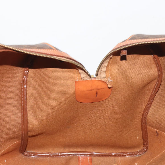CELINE Macadam Boston Bag PVC Leather Brown Gold Tone Auth 196132