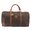 CELINE Macadam Boston Bag PVC Leather Brown Gold Tone Auth 196132-13