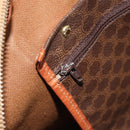 CELINE Macadam Boston Bag PVC Leather Brown Gold Tone Auth 196132-22