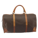 CELINE Macadam Boston Bag PVC Leather Brown Gold Tone Auth 196132-2