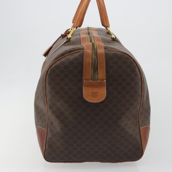 CELINE Macadam Boston Bag PVC Leather Brown Gold Tone Auth 196132