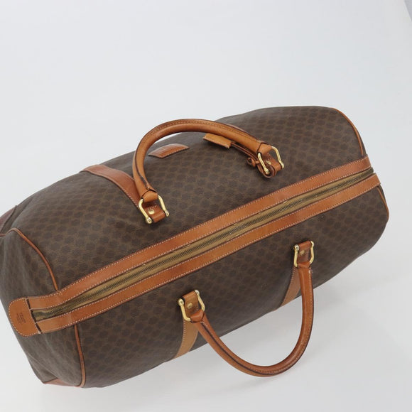 CELINE Macadam Boston Bag PVC Leather Brown Gold Tone Auth 196132