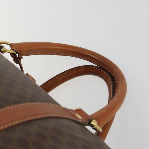 CELINE Macadam Boston Bag PVC Leather Brown Gold Tone Auth 196132