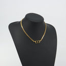 CELINE Macadam Necklace Metal Gold Tone Black Auth 196133A-12