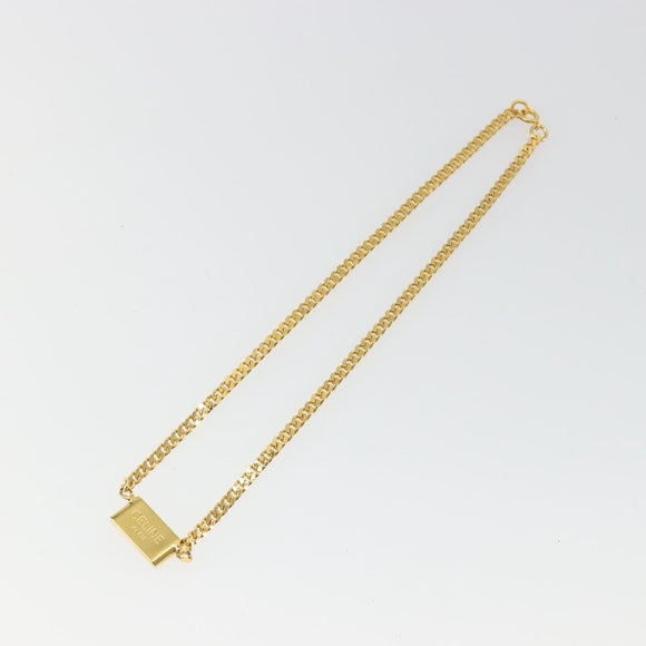 CELINE Macadam Necklace Metal Gold Tone Black Auth 196133A