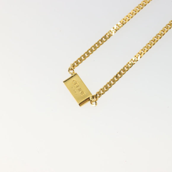CELINE Macadam Necklace Metal Gold Tone Black Auth 196133A