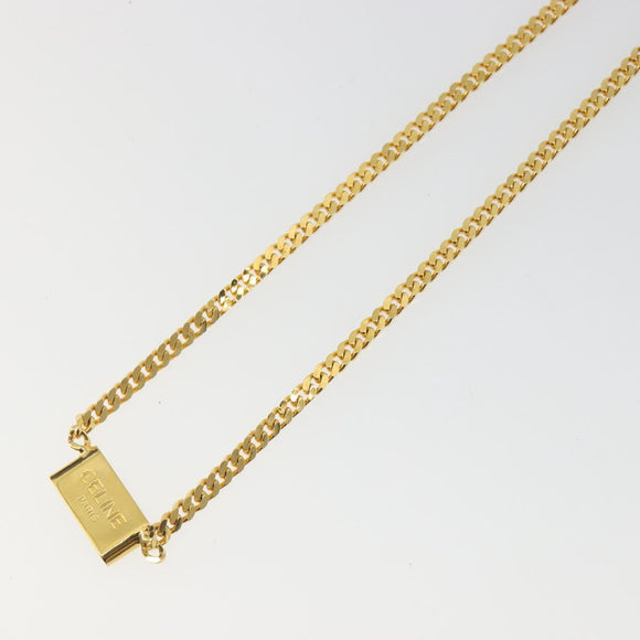 CELINE Macadam Necklace Metal Gold Tone Black Auth 196133A