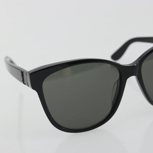 SAINT LAURENT Sunglasses Plastic Black Silver Auth 196140A