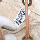 HERMES Arena MM Shoulder Bag Canvas Beige Gold Tone Auth 196144-14