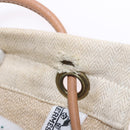 HERMES Arena MM Shoulder Bag Canvas Beige Gold Tone Auth 196144-15