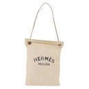 HERMES Arena MM Shoulder Bag Canvas Beige Gold Tone Auth 196144-2