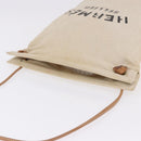 HERMES Arena MM Shoulder Bag Canvas Beige Gold Tone Auth 196144-6