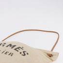 HERMES Arena MM Shoulder Bag Canvas Beige Gold Tone Auth 196144-8