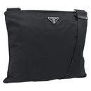 PRADA Shoulder Bag Nylon Black Silver Auth 196146A-1