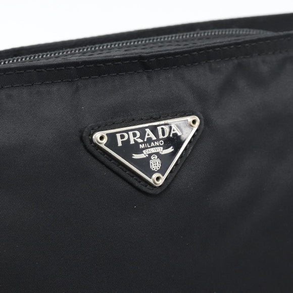 PRADA Shoulder Bag Nylon Black Silver Auth 196146A