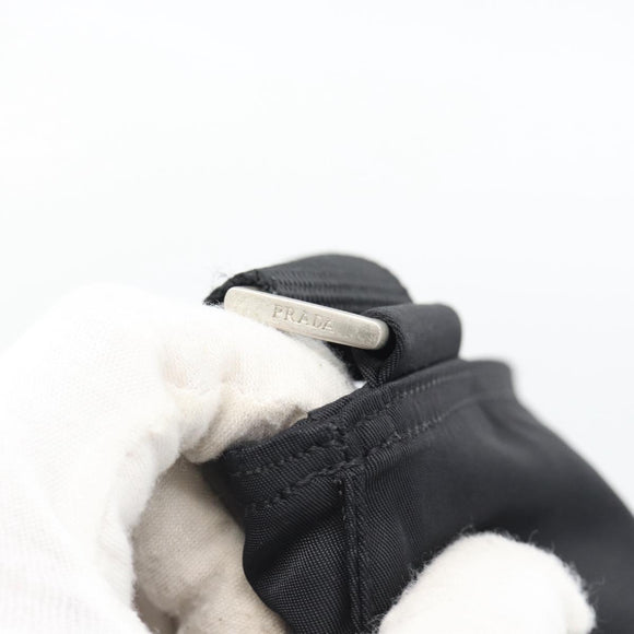 PRADA Shoulder Bag Nylon Black Silver Auth 196146A